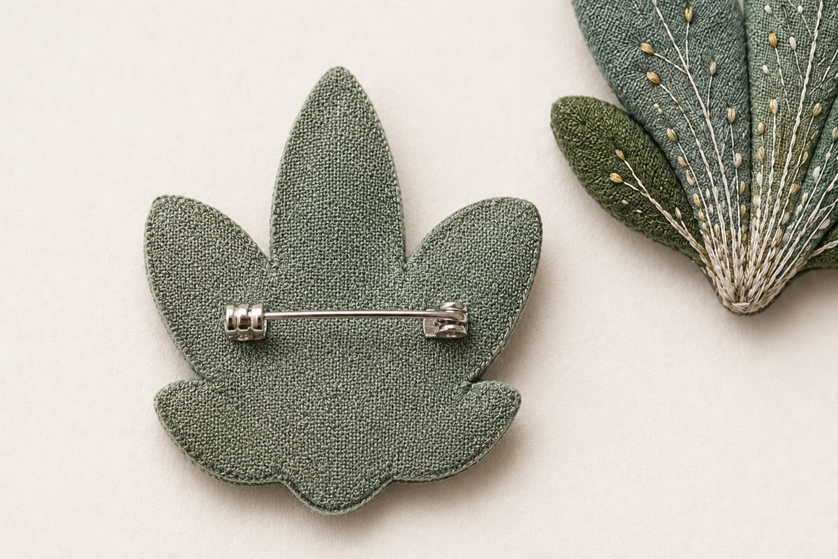 布艺胸针背布、别针底座与锁扣细节